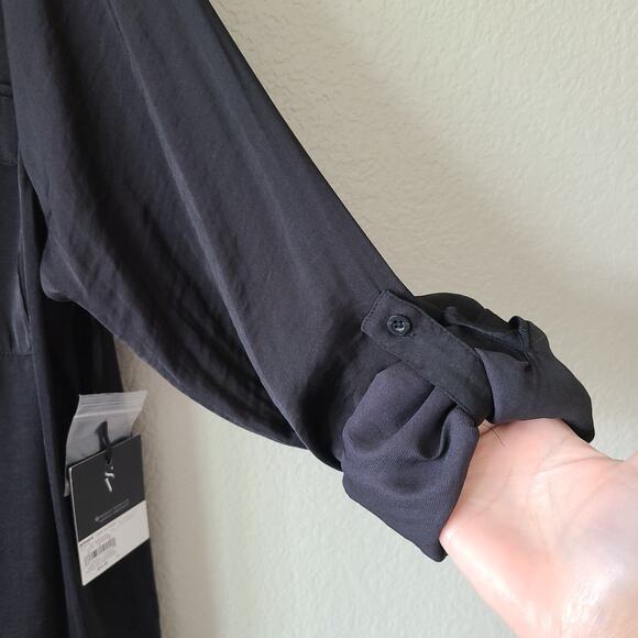 NEW Simply Vera Vera Wang Semi Sheer Women Shirt Blouse XXL Black Roll Tab Sl‎ - Picture 2 of 14